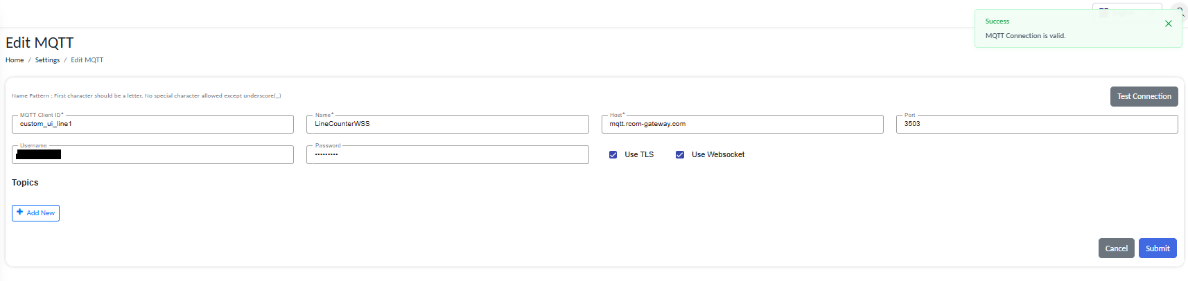 Configure a WSS-enabled MQTT client