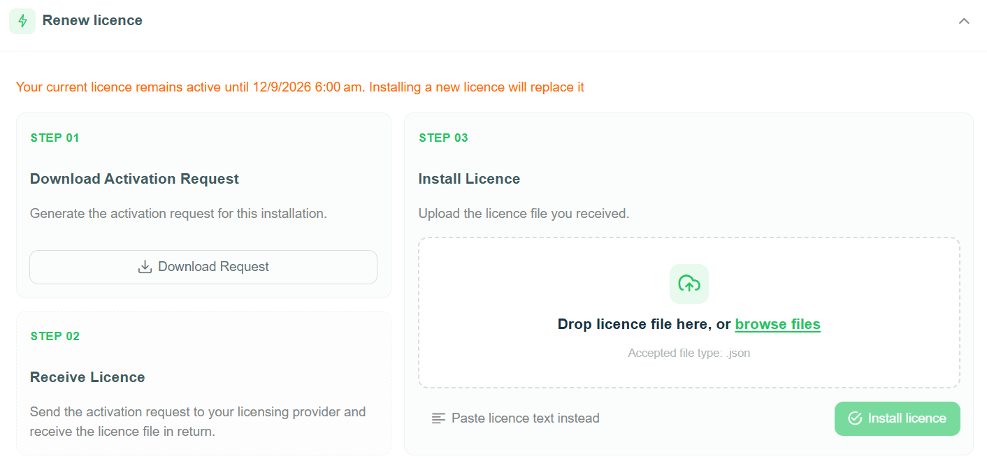 Renew licence